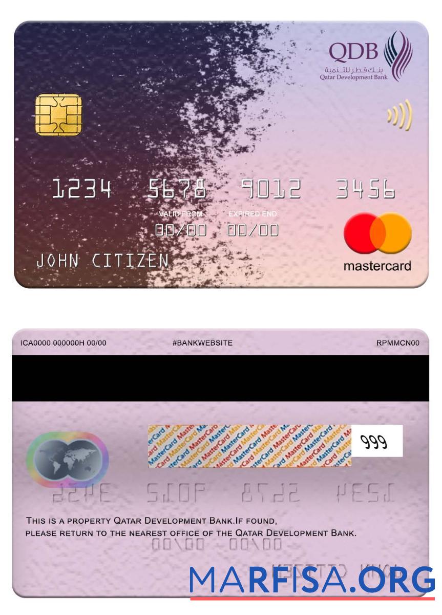 Realistic Qatar Development Bank mastercard example